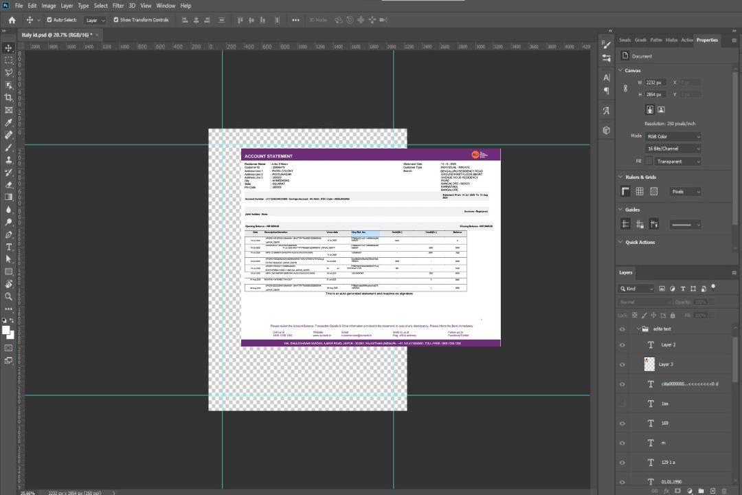 Modèle Word et PDF de relevé de compte bancaire India AU Small Finance, version 2 template Modèle Word et PDF de relevé de compte bancaire India AU Small Finance, version 2 template